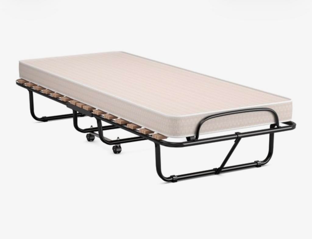 Costway logeerbed 80x190 zgan, Ophalen, Eenpersoons, Zwart, 190 cm of minder