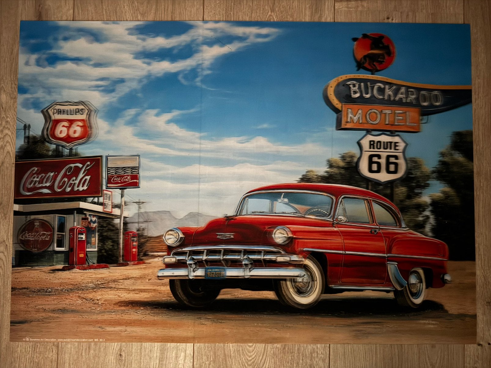 Vintage Route 66 Coca-Cola Wanddecoratie 3D, Gebruikt, 67 cm, Decoratieobject, Ophalen of Verzenden
