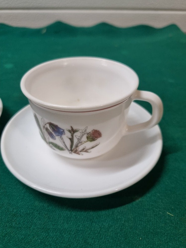 kop en schotel arcopal france bloemen, Antiek en Kunst, Antiek | Servies los, Ophalen of Verzenden