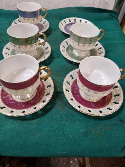 kop en schotels vintage parelmoer, Ophalen of Verzenden, 'T Olde Gre-j, Info@toldegrej.nl, Endepoelstraat 20f Didam