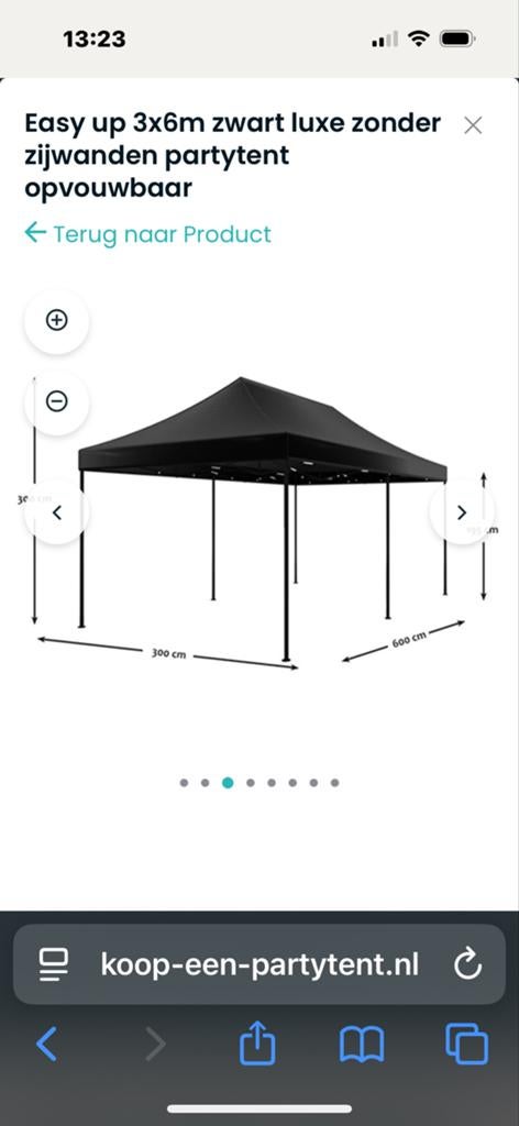 Nieuwe Easy Up Partytent 3x6m Zwart Luxe Opvouwbaar, Opvouwbaar, Partytent, Minder dan 4 meter, Nieuw