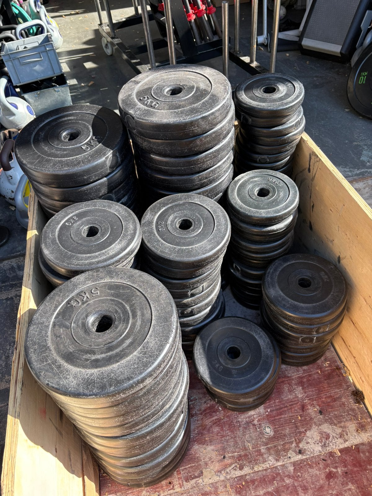 Bodypump 10 sets compleet stangen en schijven, Ophalen, Stangen en schijven, 10 conplete sets, Halterset