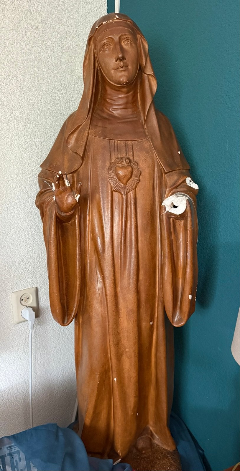 Groot religieus beeld - Maria met Heilig Hart, 120 cm, Antiek en Kunst, Antiek | Religie, Ophalen