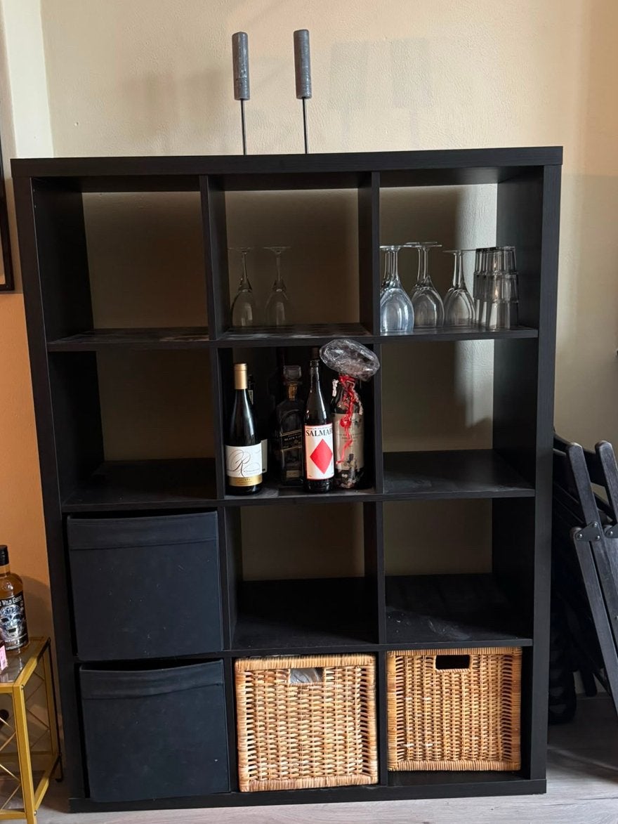 Nette zwarte IKEA Kallax kast, Ophalen, Met plank(en), 100 tot 150 cm, Zo goed als nieuw
