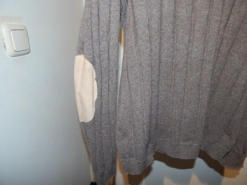Brunello Cucinelli cashmere trui leren armlappen IT 56, Bruin, Verzenden, Overige maten, Brunello Cucinelli