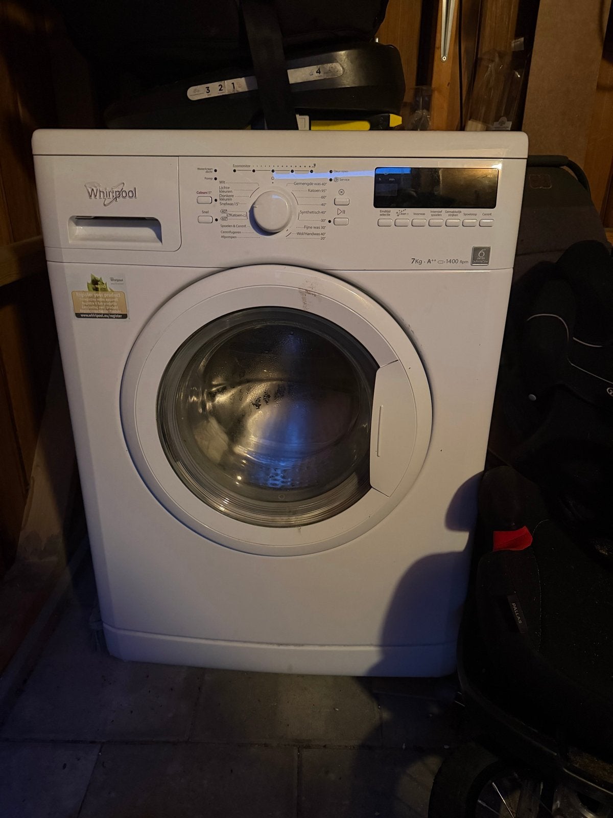 Whirlpool wasmachine 7kg A++ 1400 toeren, Ophalen, Gebruikt, 85 tot 90 cm, 1200 tot 1600 toeren