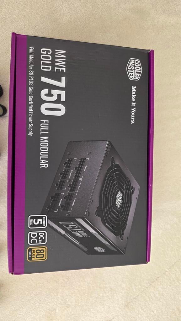 Cooler Master MWE Gold 750 Full Modulaire Voeding, Computers en Software, Interne voedingen, Ophalen of Verzenden, Zo goed als nieuw