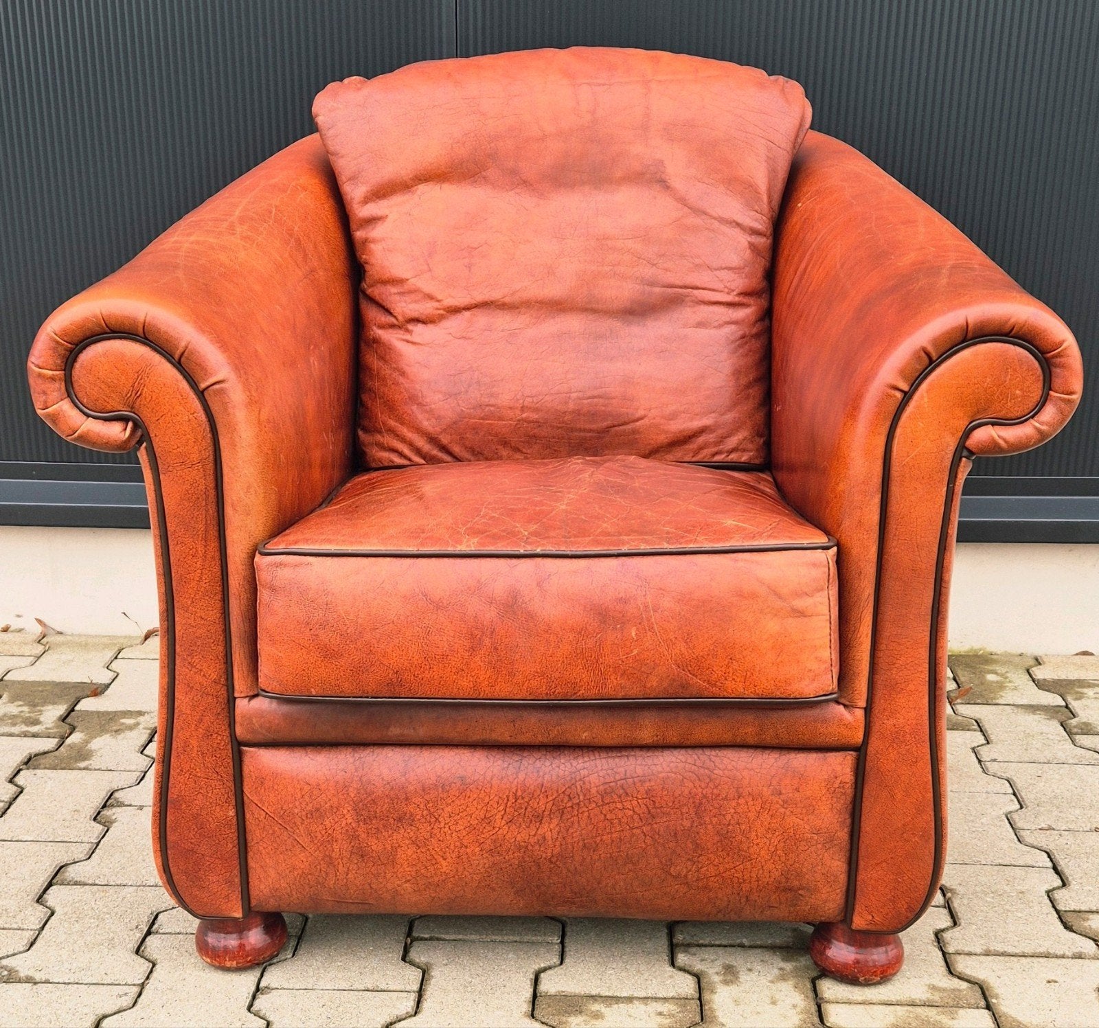 Runderleren fauteuil, Huis en Inrichting, Fauteuils, ., 75 tot 100 cm, Ophalen of Verzenden, .
