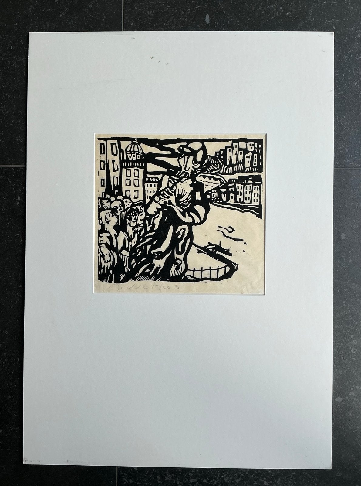 Aad de Haas ( 1920- 1972 ) Linoleumsnede, Ophalen, Dagelijks leven, 1950 - 1999, Overige technieken
