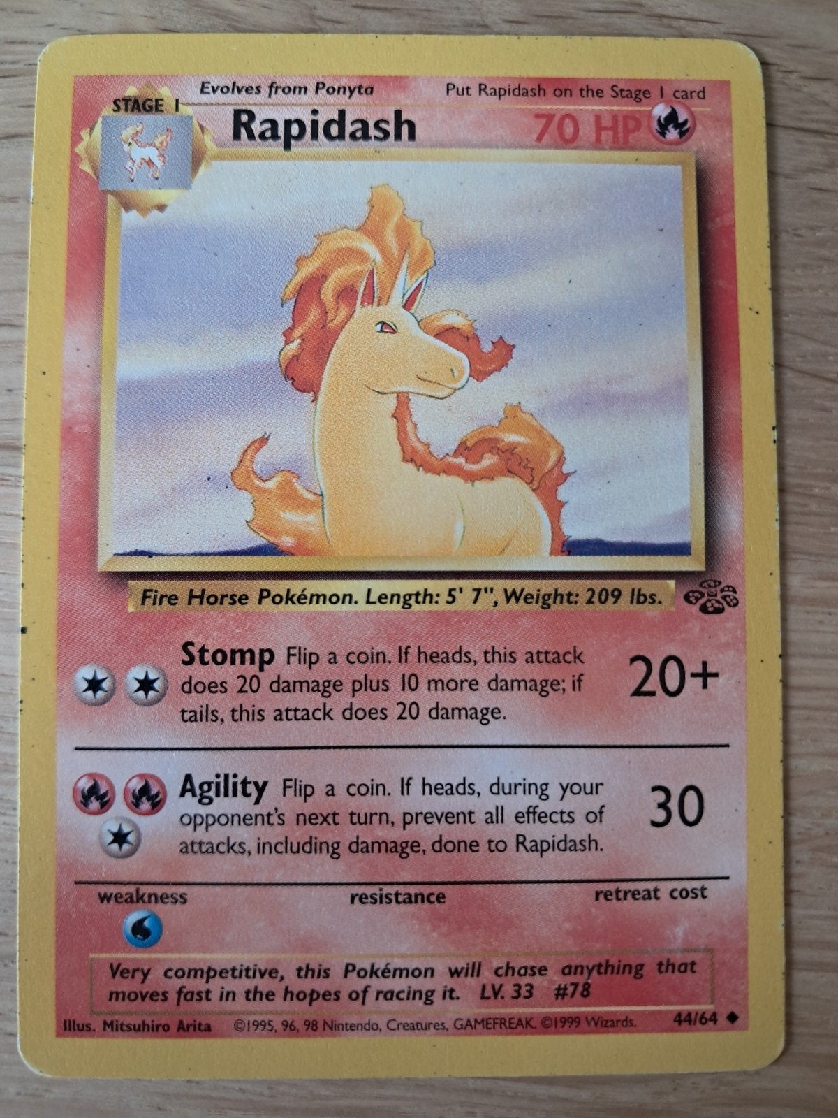 Rapidash 44/64 - Pokemon kaart, Ophalen of Verzenden, Zo goed als nieuw