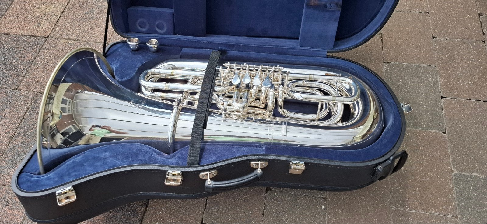 Miraphone Model 91A BBb bastuba verzilverd met koffer, Ophalen, Zo goed als nieuw, Bes-tuba, Met koffer of draagtas