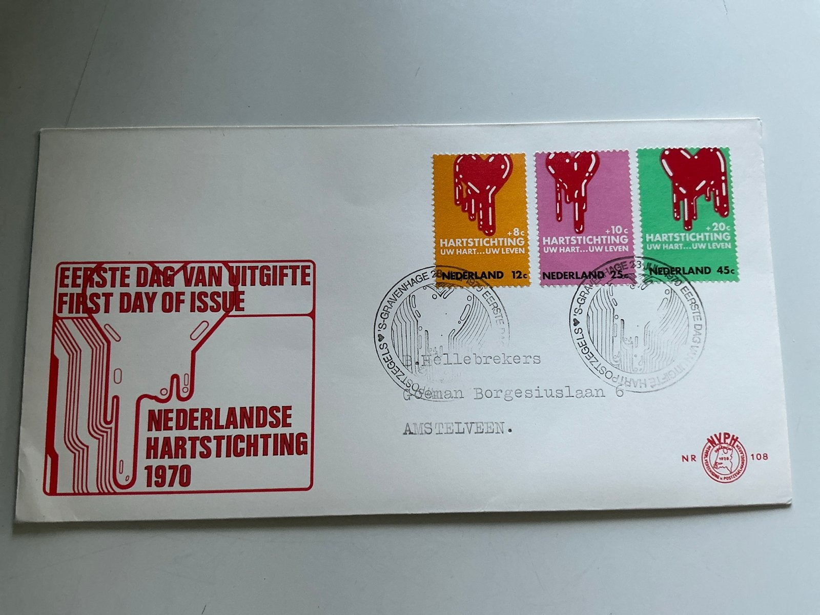 Eerste Dag Uitgifte Nederlandse Hartstichting 1970, Postzegels en Munten, Postzegels | Eerstedagenveloppen, Ophalen of Verzenden