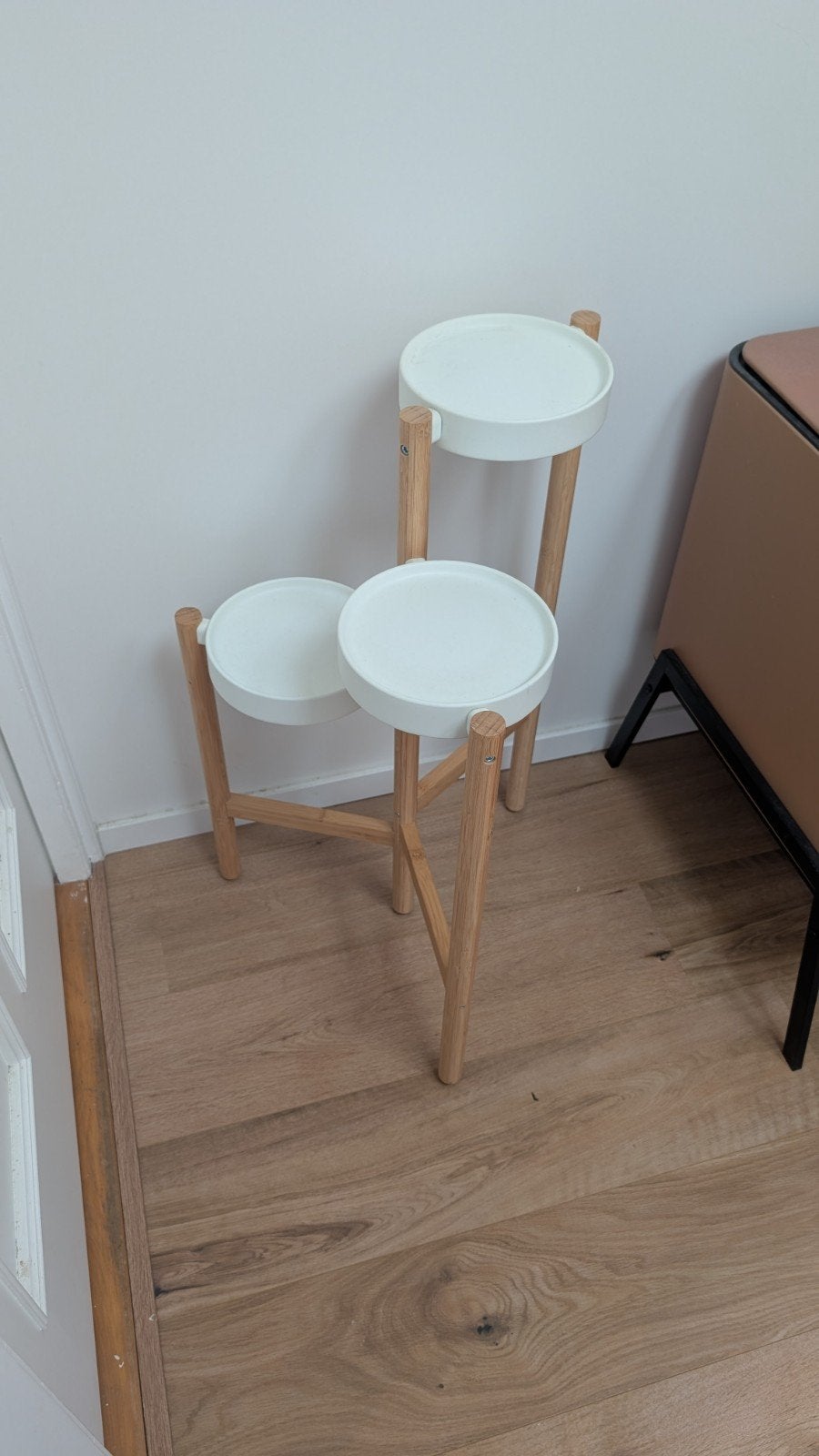 Ikea Satsumas plantenstandaard - wit/bamboe, Ophalen, Gebruikt, Bruin