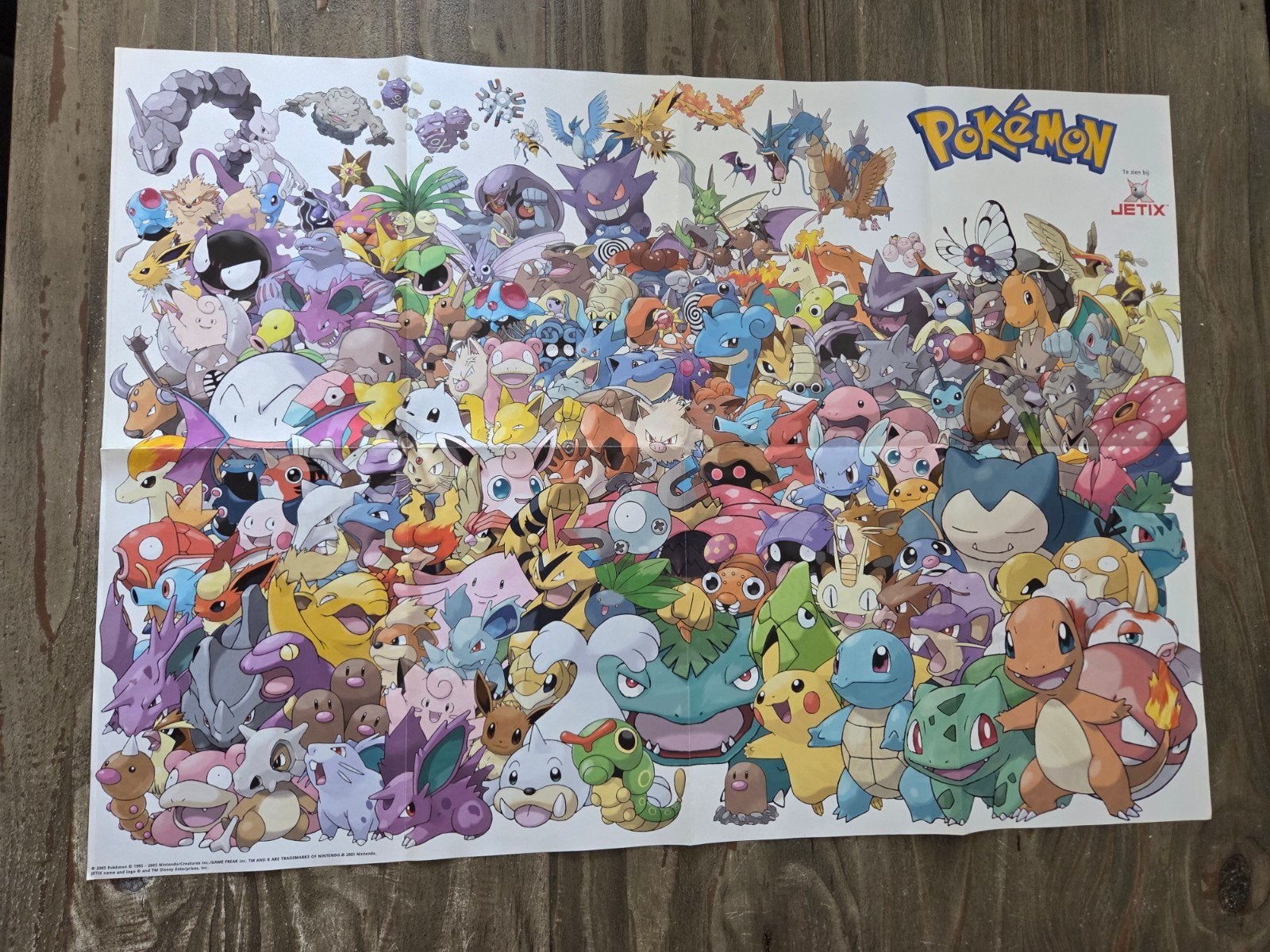 Grote Pokémon poster - 59x83cm - 2005 - Jetix / Nintendo, Verzamelen, Rechthoekig Staand, Deurposter of groter, Ophalen of Verzenden