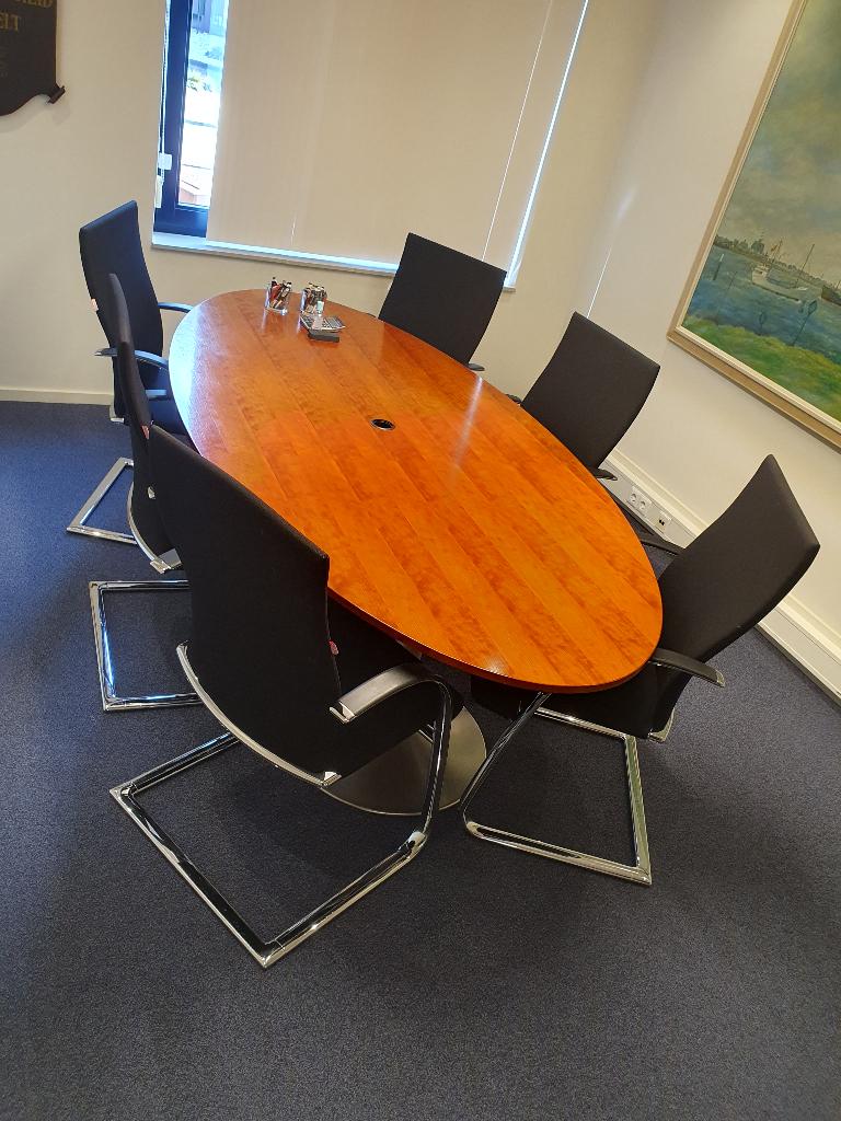 Bureautafel / vergadertafel ovaal ellips 220x110, VST, Ophalen of Verzenden, Zo goed als nieuw, Industriestraat 5