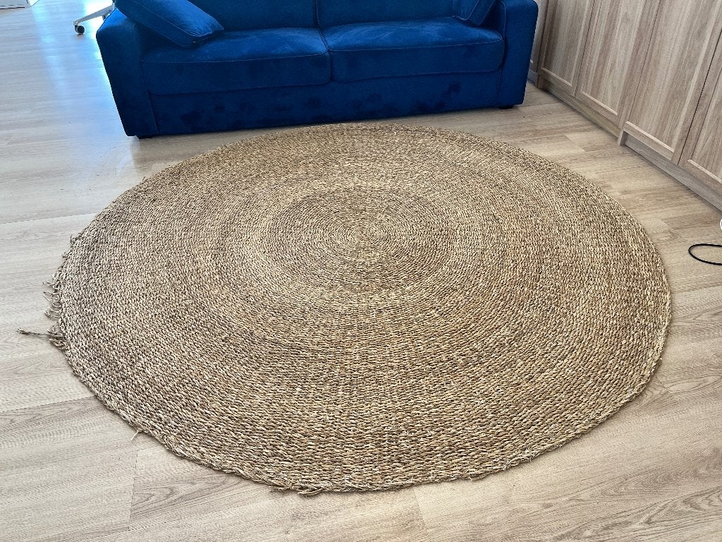 Zeegras vloerkleed (200cm), Ophalen, Gebruikt, Bruin, Rond