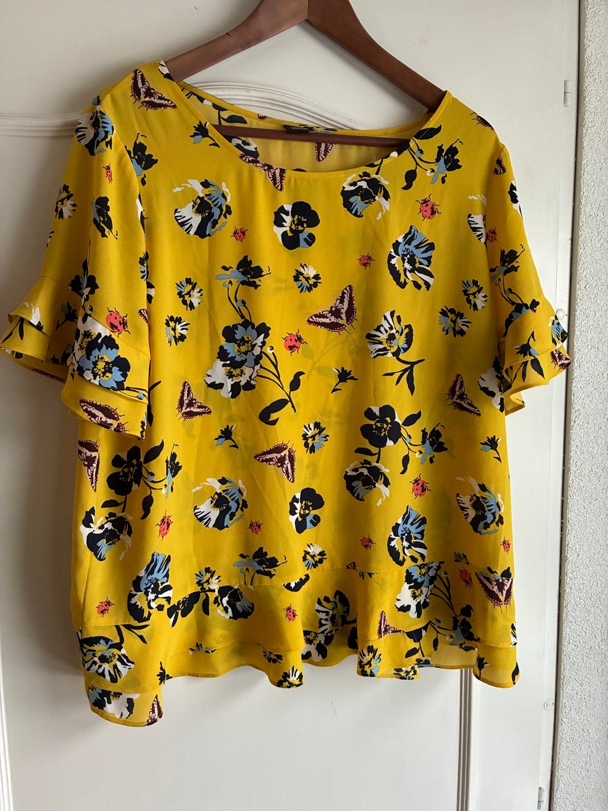 S.Oliver Black Label Blouse Geel met Bloemenprint, Geel, Maat 42/44 (L), Ophalen of Verzenden, Zo goed als nieuw