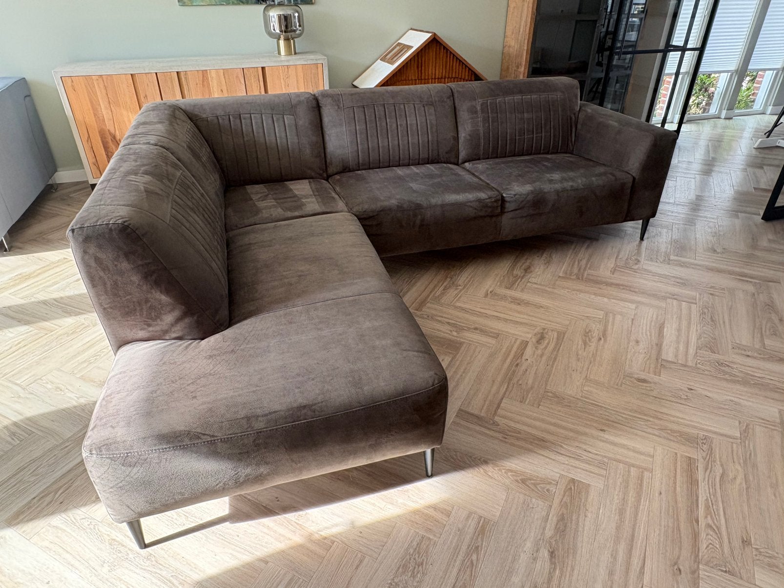 Super nette hoekbank grijs/antraciet - Zo goed als nieuw, Huis en Inrichting, Ophalen, Zo goed als nieuw, Stof