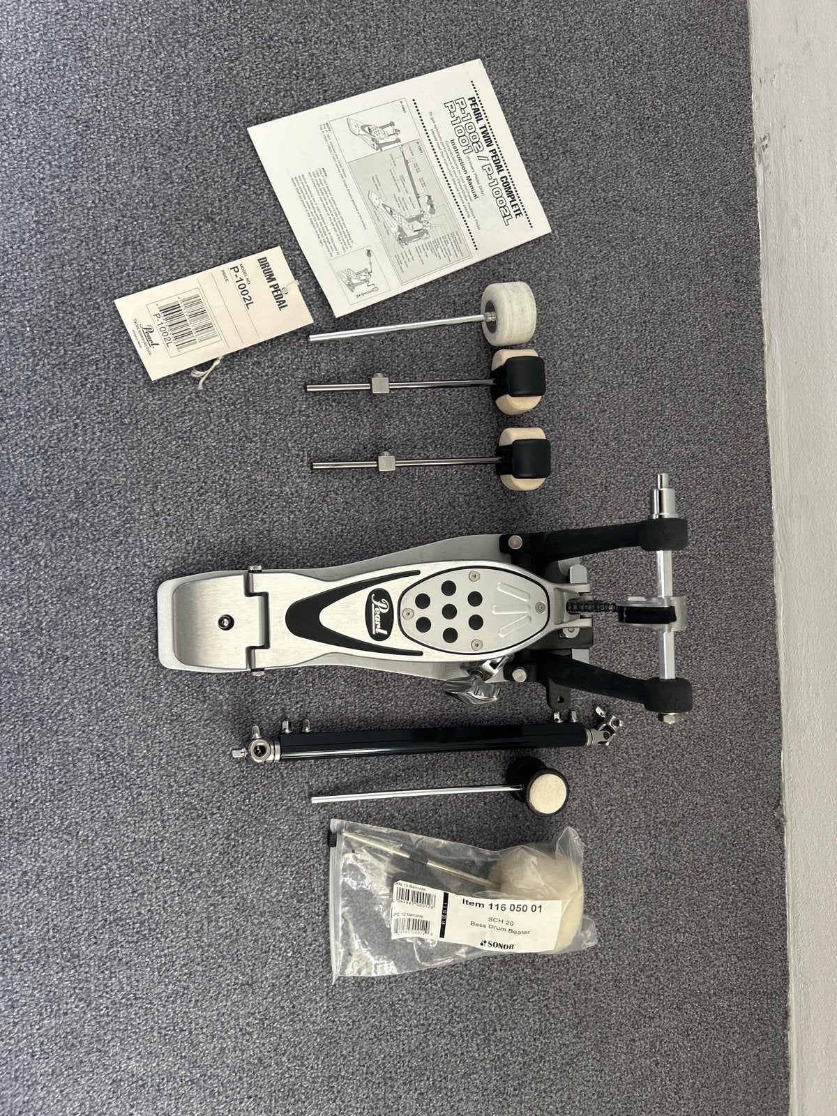 Pearl P-1002L Twin Pedaal Compleet - Zo goed als nieuw, Muziek en Instrumenten, Ophalen, Zo goed als nieuw