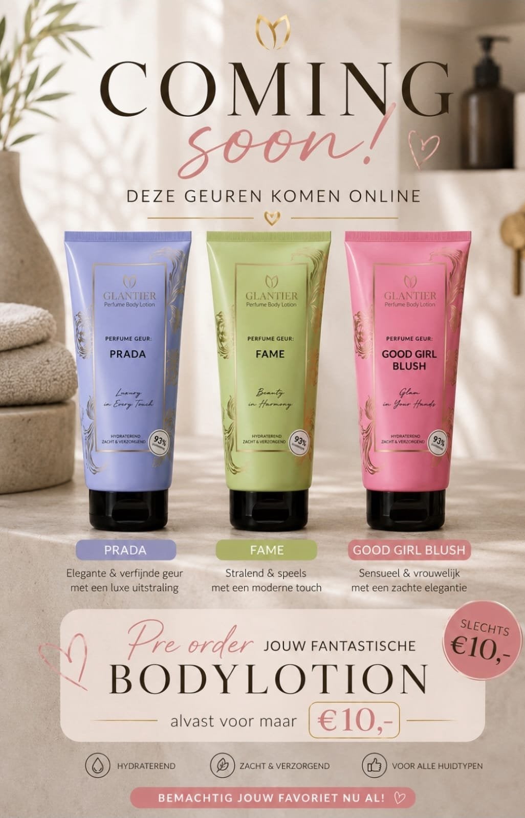 Bodylotion in 3 geuren, Ophalen of Verzenden, Nieuw, Gehele gezicht