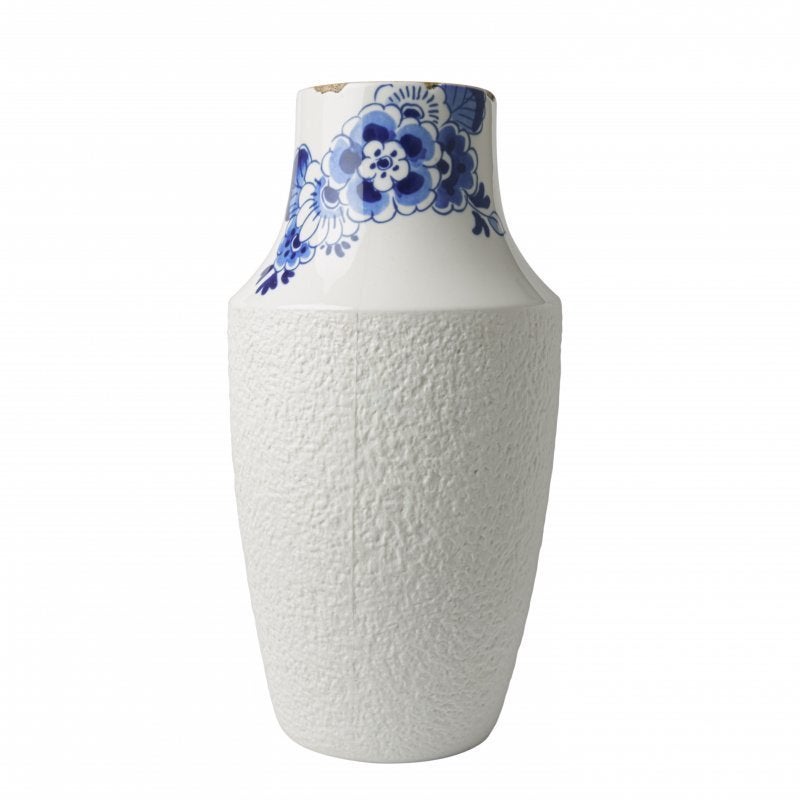 Heinen Delft Blauw vaas wit met blauwe bloemen, Overige merken, Keramiek, Overige typen, Nieuw