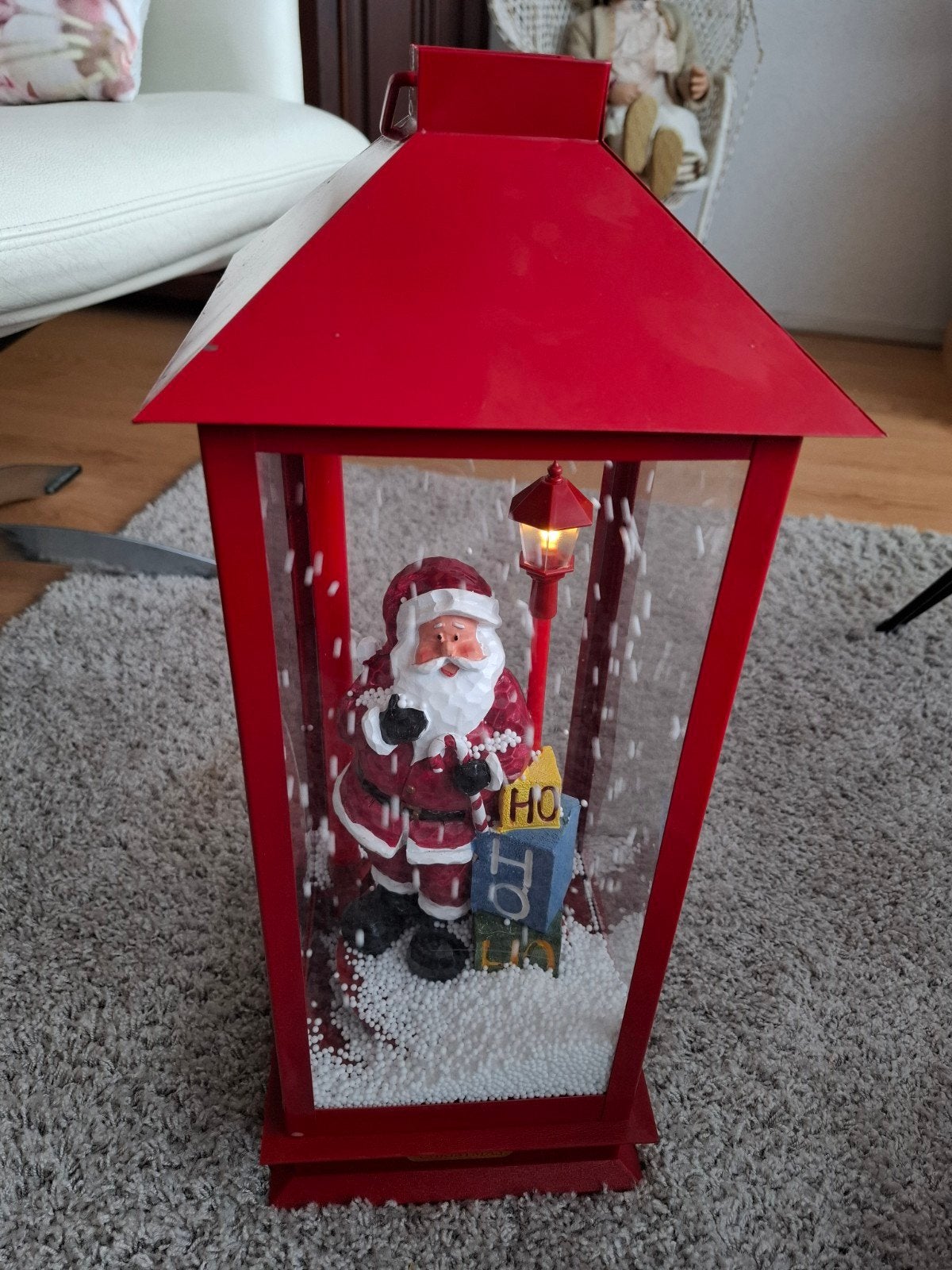 GROTE LANTAARN 50  CM.HOOG  batterijen in gaat het sneeuwen, Ophalen, Zo goed als nieuw