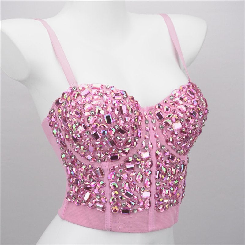 Roze glitter dames korset top / crop topje festival vrouwen, Kleding | Dames, Verzenden, Nieuw, Roze, Zonder mouw