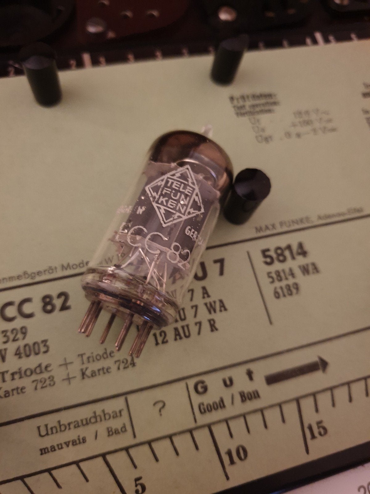 Telefunken ECC82 buis, getest op Funke W19 buizentester, Antiek en Kunst, Ophalen of Verzenden