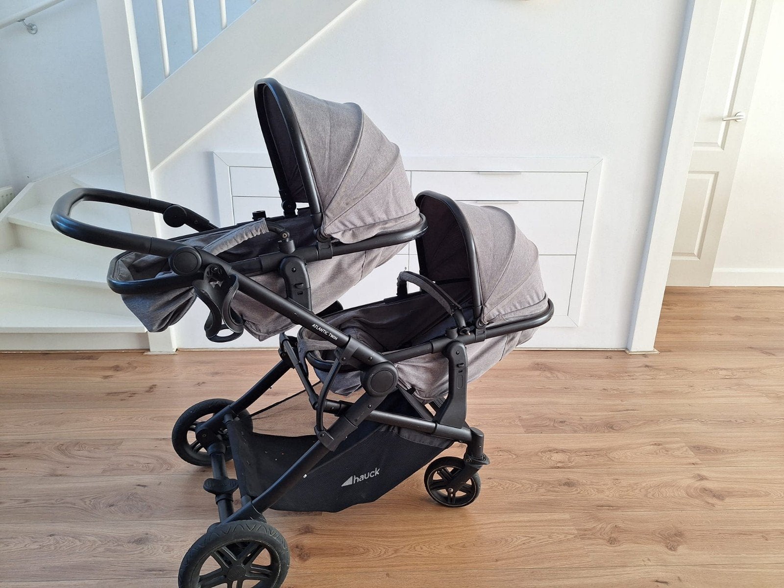 Hauck Atlantic Twin – Melange Grey, Kinderen en Baby's, Ophalen, Zo goed als nieuw, Combiwagen, Overige merken