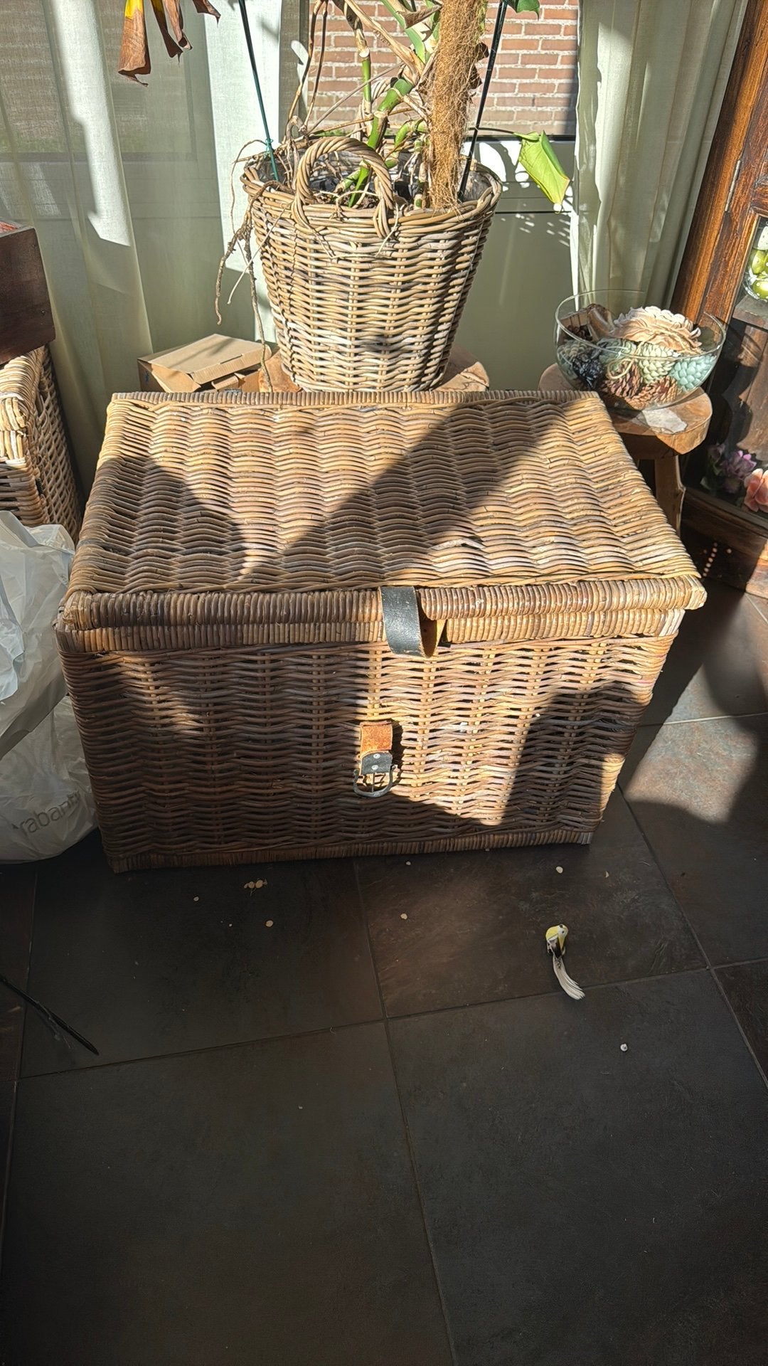 Grote rieten mand, Ophalen, Gebruikt, 50 tot 100 cm, 75 tot 100 cm