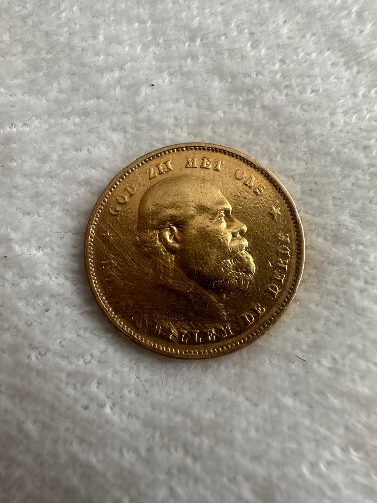 Gouden 10 Gulden Willem III 1877, Postzegels en Munten, Munten | Nederland, Losse munt, 10 gulden, Koning Willem III, Goud, Ophalen of Verzenden