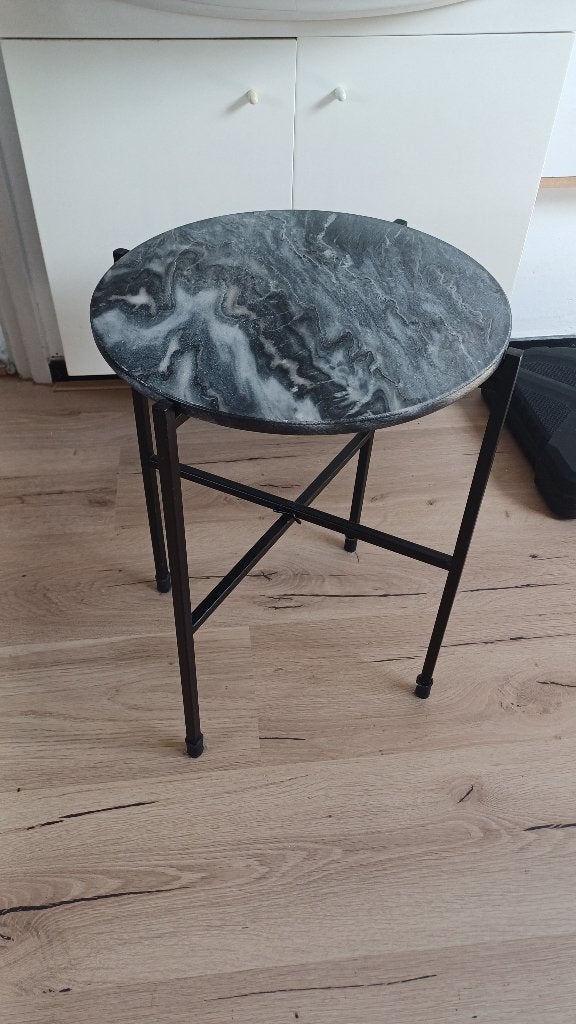 Ronde bijzettafel grijs, Huis en Inrichting, Tafels | Bijzettafels, Minder dan 55 cm, Rond, Zo goed als nieuw, Ophalen