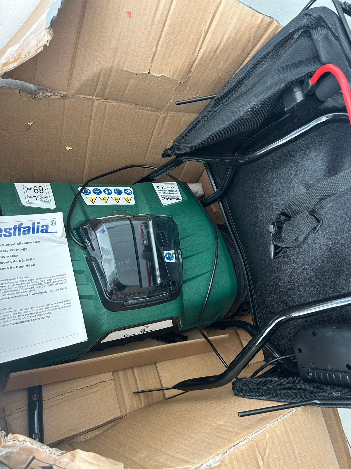 Westfalia Accu-grasmaaier GartenMeister 18V 38cm, Tuin en Terras, Ophalen, Nieuw, 30 t/m 39 cm, Accu-grasmaaier