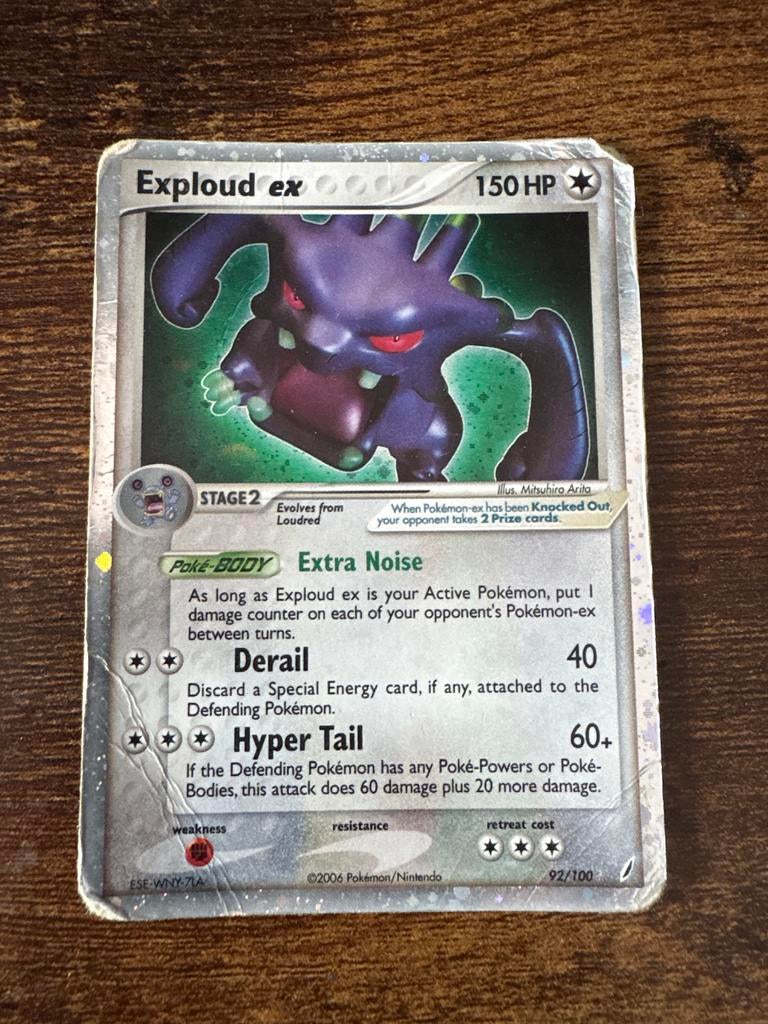 Exploud ex 92/100 Pokémon kaart - Played, Ophalen of Verzenden, Gebruikt, Losse kaart, Foil