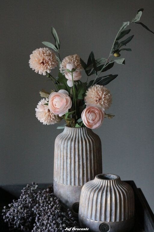 Boeket 'Dahlia white' / zijdebloemen compleet, Www.jufbrocante.nl, Www.jufbrocante.nl, Nieuw, Ophalen of Verzenden