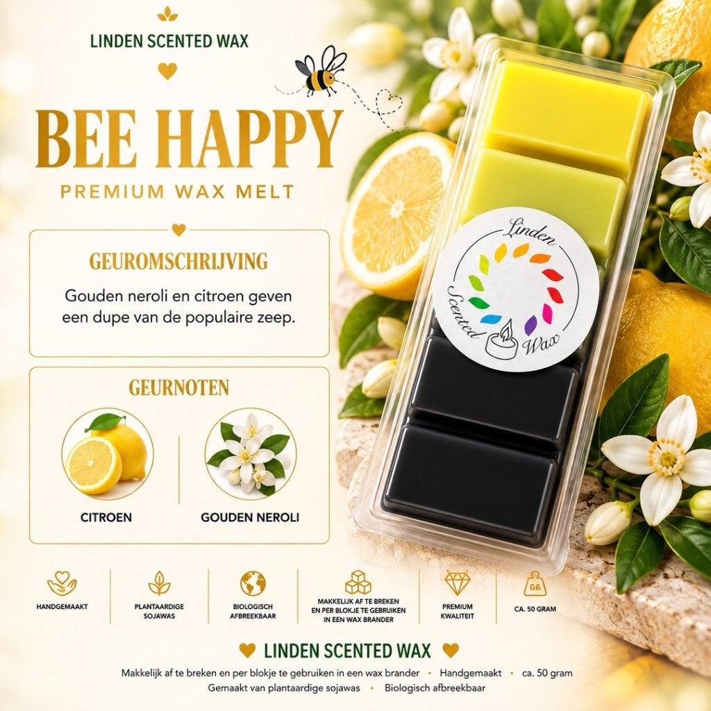 Waxmelts BEE HAPPY geur parfum waxmelt snapbar, Huis en Inrichting, Ophalen of Verzenden, Nieuw, Was, Kaars