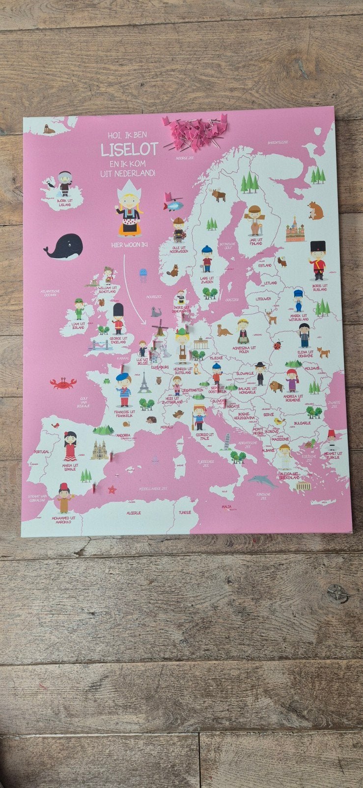 landkaart voor kinderen met naam Liselot, Ophalen, Wanddecoratie