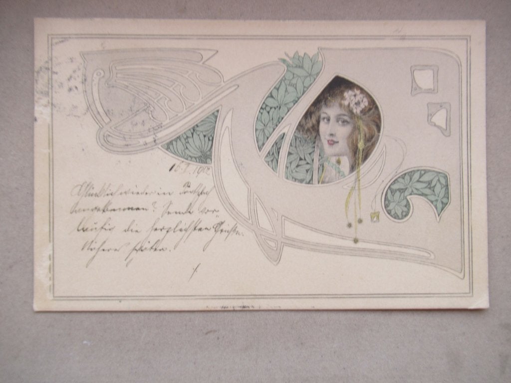 Art Nouveau - vrouw - M.M Vienne - 1902, Ophalen of Verzenden, Voor 1920, Gelopen, Overige thema's