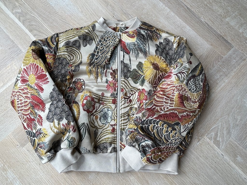 Norah Bomberjack met vogel- en bloemenprint, Beige, Ophalen of Verzenden, Zo goed als nieuw, Norah