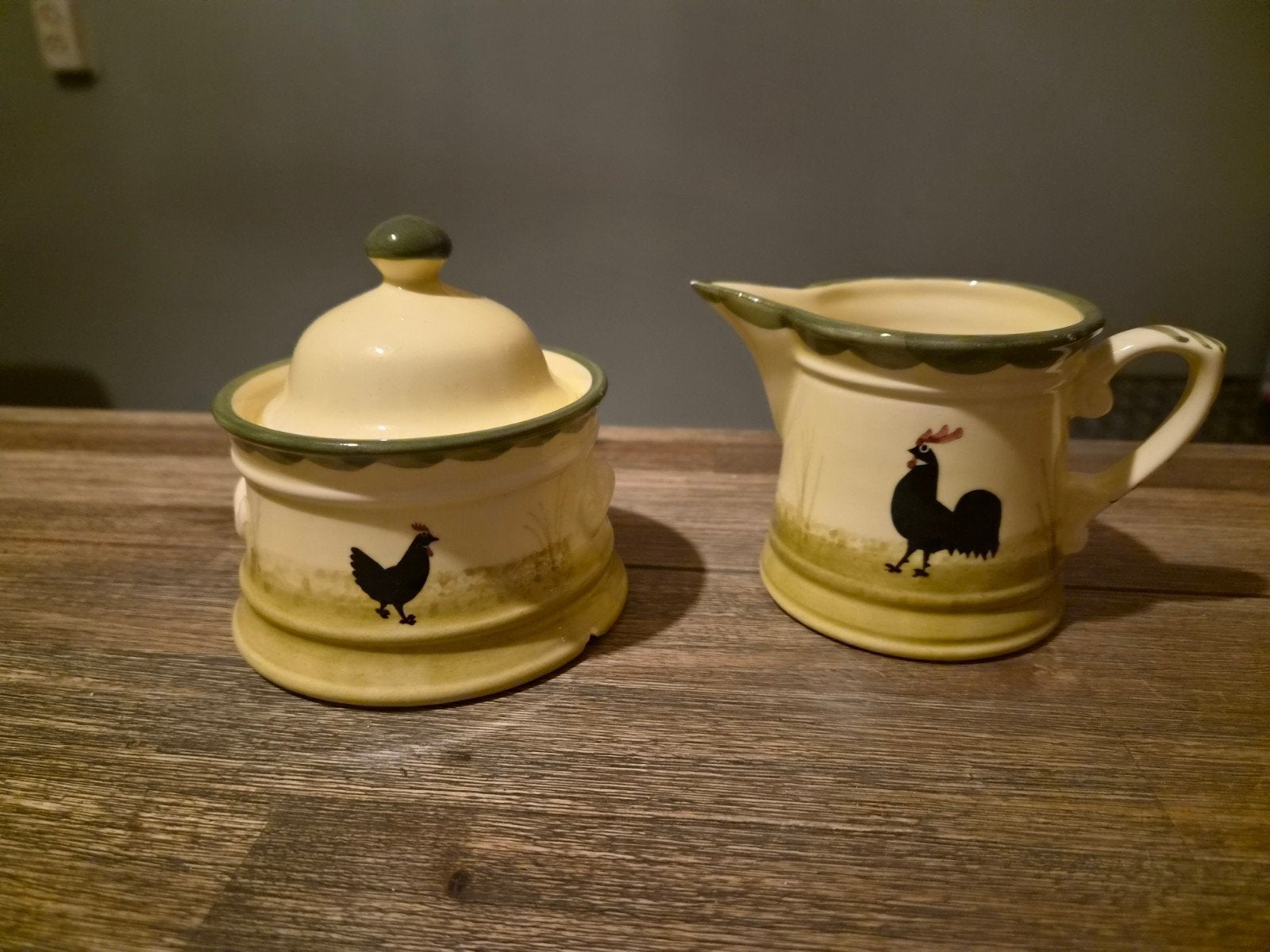 Zeller Keramiek Kip en Haan Servies - Suikerpot en Melkkan, Ophalen of Verzenden