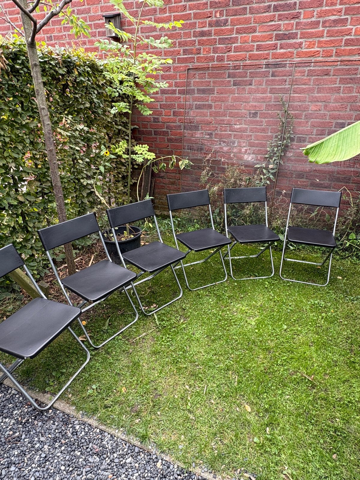 6 IKEA Jeff Klapstoelen - Zwart/Grijs - Handig en Compact, Huis en Inrichting, Stoelen, Ophalen, Kunststof, Gebruikt, Zwart