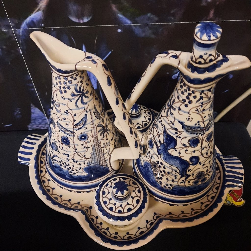 Vintage aardewerk setje voor olijfolie etc, Antiek en Kunst, Ophalen of Verzenden