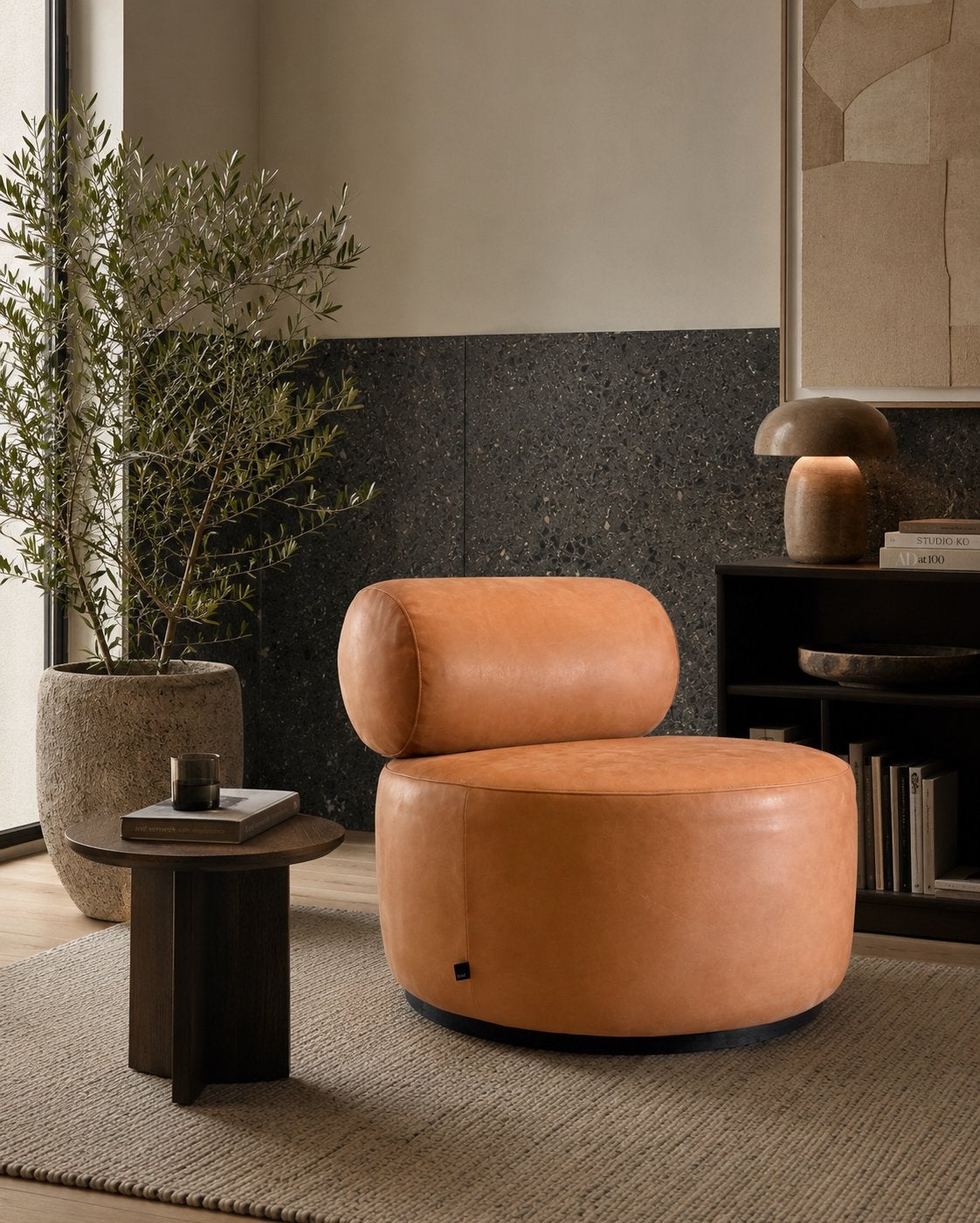 FEST Sinclair leren design fauteuil Meike Harde, Huis en Inrichting, Fauteuils, Ophalen, Zo goed als nieuw, Leer, 50 tot 75 cm