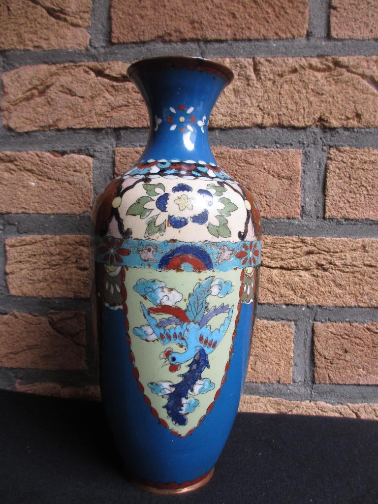 Mooie Antieke 19e eeuwse Japanse cloisonne vaas 29cm, Ophalen of Verzenden