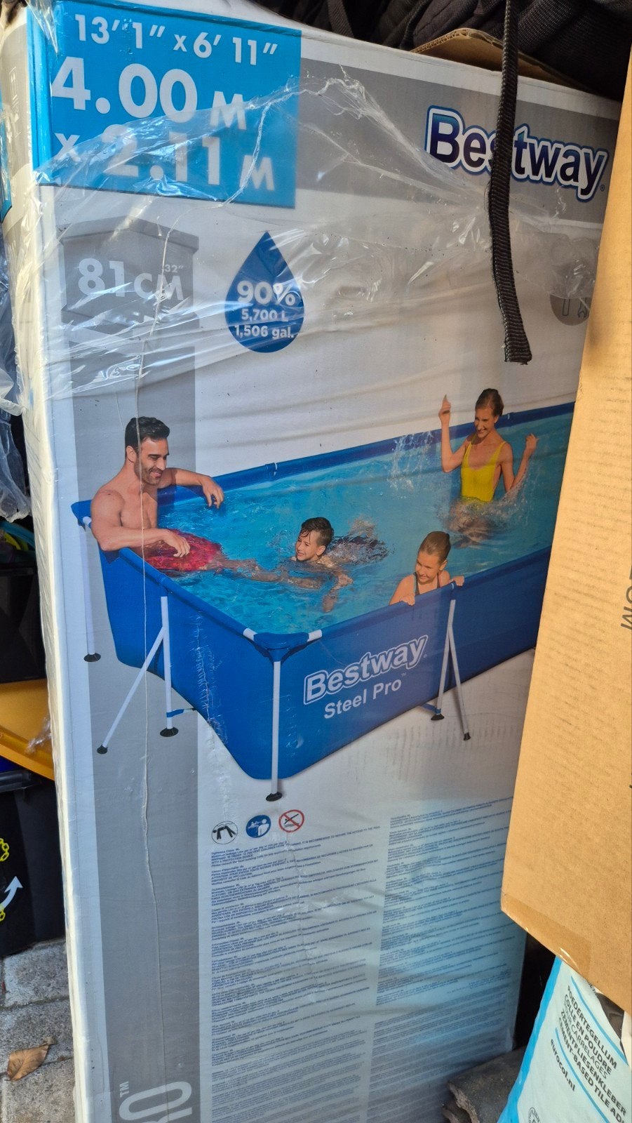 Bestway Steel Pro opzetzwembad, Ophalen, Gebruikt, Opzetzwembad, Rechthoekig