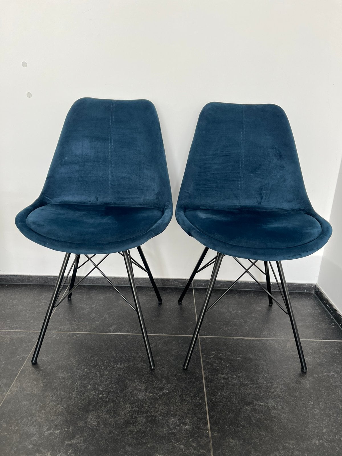 Prachtige Actona eetkamer stoelen Eris Nieuw 4 stuks, Ophalen, Blauw, Nieuw, Metaal