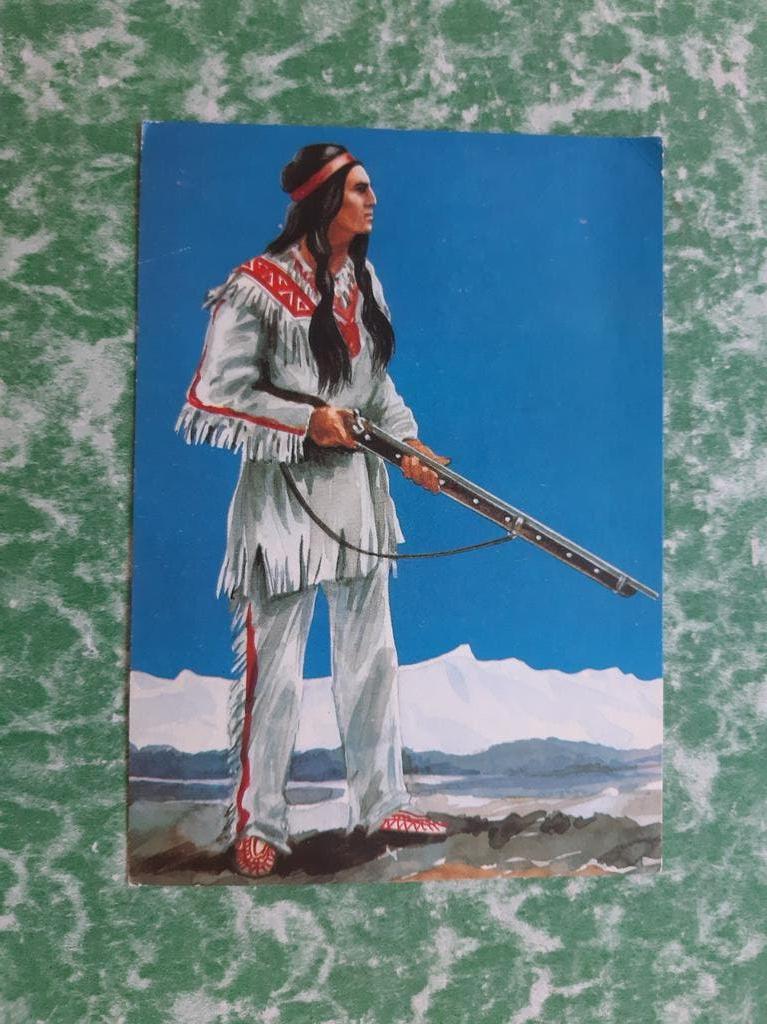 ansichtkaart Indiaan Winnetou I, Karl Mays.., Verzamelen, Ophalen of Verzenden, 1980 tot heden, Gelopen, Sterren en Beroemdheden