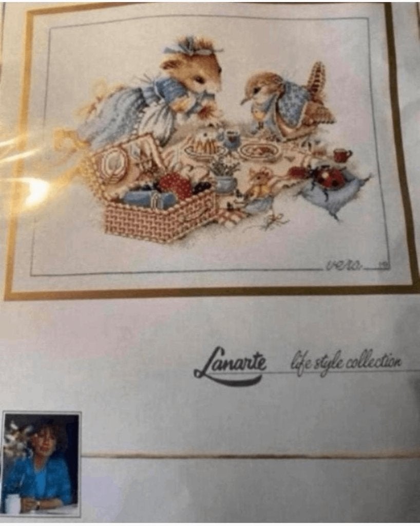 BORDUURPAKKET LANARTE VERA DE MUIS PICKNICK, Hobby en Vrije tijd, Verzenden, Nieuw, Handborduren, Borduurpakket