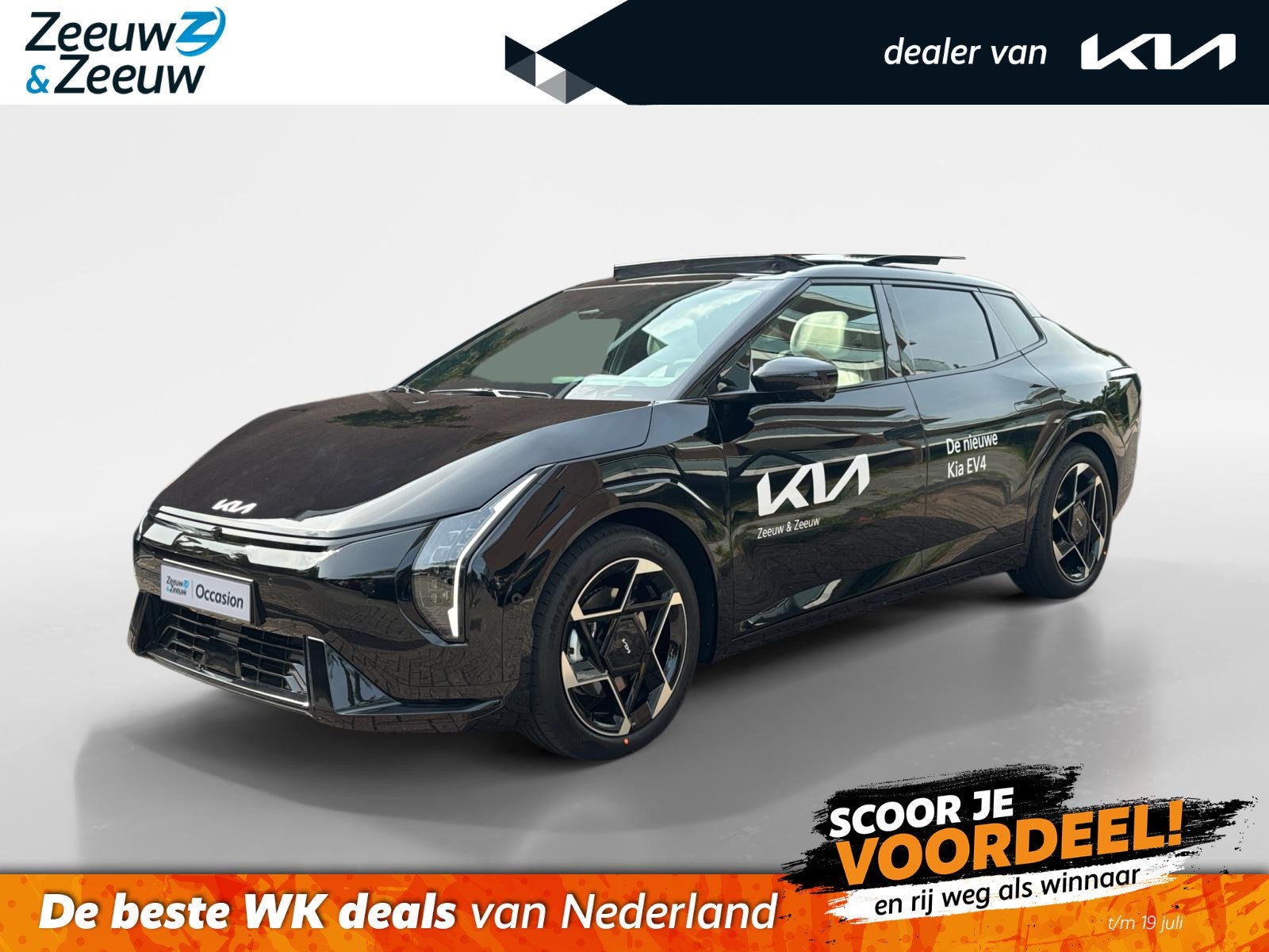 Kia EV4 Fastback GT-PlusLine 81.4 kWh | Full options | Ook l, Auto's, Kia, Zwart, Origineel Nederlands, 584 km, 204 pk