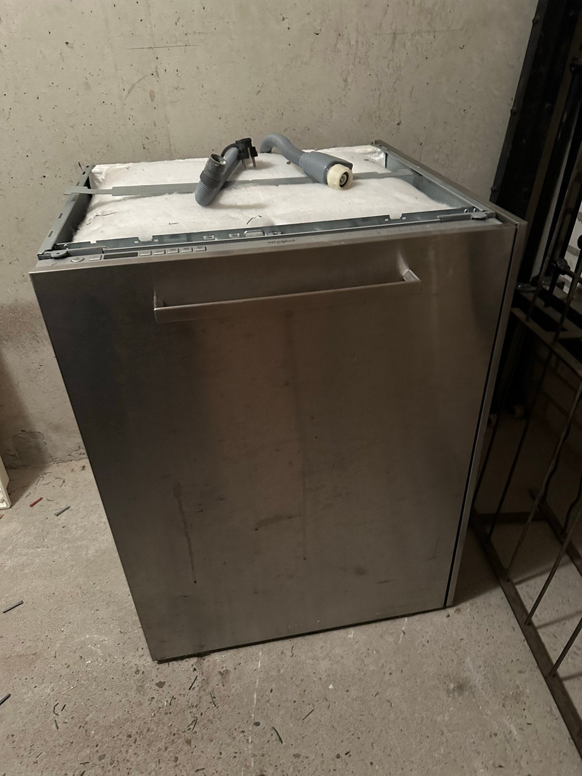 Whirlpool vaatwasser met RVS front en handgreep, Ophalen, Gebruikt, 60 cm of meer, Inbouw